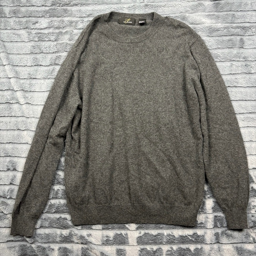 Pure Cashmere Mens Crewneck Sweater Gray Long Sleeve 100% Cashmere Large